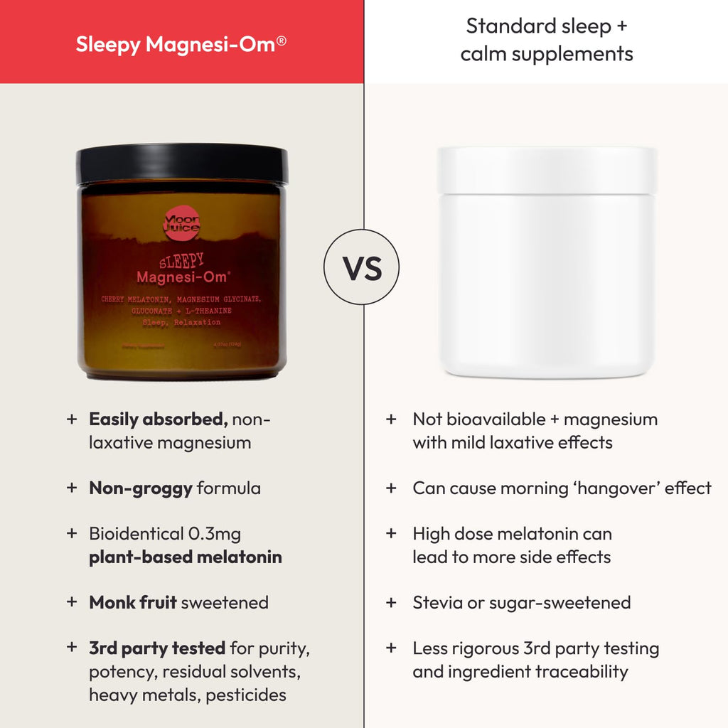 Moon Juice Sleepy Magnesi-Om - Magnesium Sleep Supplement Powder with L-Theanine & Plant-Based, Low Dose Melatonin, Sugar-Free Bedtime Drink Mix for Deep Sleep w/o Grogginess, Cherry, 35 Servings