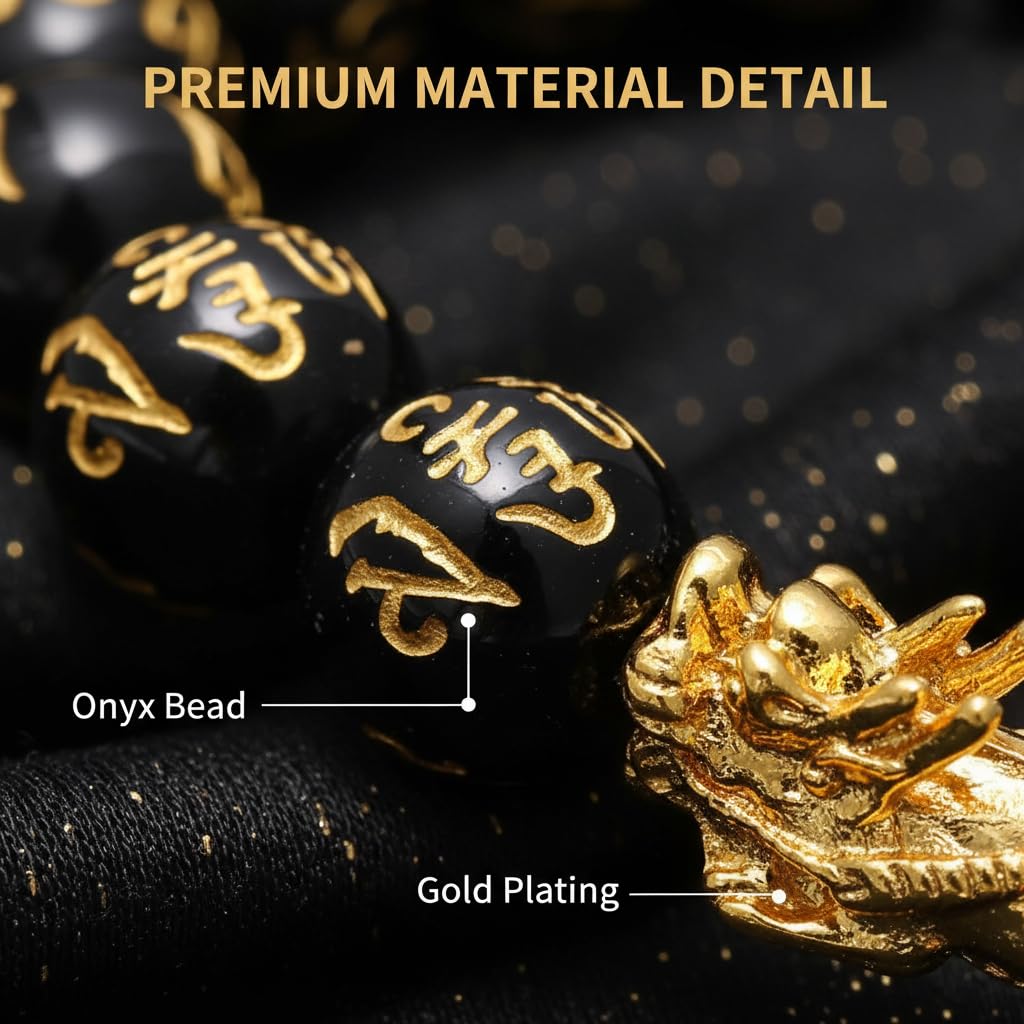 SOOWOOT Feng Shui Wealth and Luck Bracelet for Men and Women: 3Pcs Set with Pixiu and Black Obsidian, Brings Prosperity, Offers Protection, Attracts Good Fortune and Repels Evil Spirits