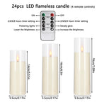 YOROXRG Flickering Flameless Candles Battery Operated with Remote and 2/4/6/8 H Timer Plexiglass LED Pillar Candles with Realistic Moving Wick for Home Decor Pack of 48 (D2.2 xH 5" 6" 7") (Ivory)