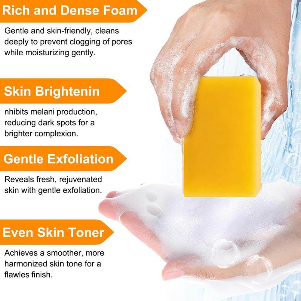 hatatit Stem & Soul Soap Bar – Turmeric Lemon Cleansing Soap for Face Body, Support Nourishes Clarifies Help Cleaning Facial And Body Skin,Suitable Dry And Oily Skin