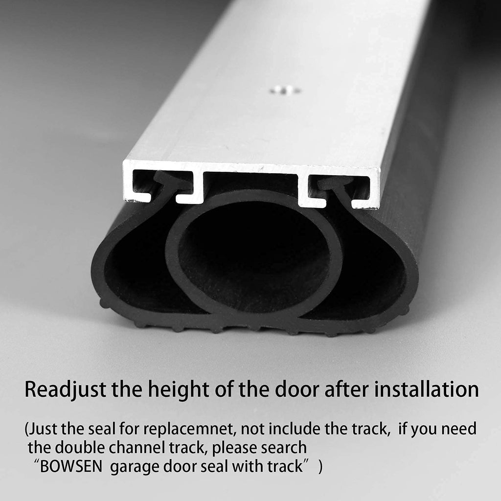 BOWSEN Garage Door Bottom Seals Weatherproof Weather Stripping Threshold Buffering Sealing High Performance EPDM Rubber Resistance Gasket Black 1/4 Inch T-End, 10FT Long
