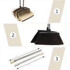 XXFLOWER Broom and Dustpan Set, Dustpans with Broom Combo for Home, Heavy Dust Broom and Dustpan Combo, Long Handle Dust Pan and Broom Set for Kitchen, Office, Pet Hair,Beige, Pack of 1