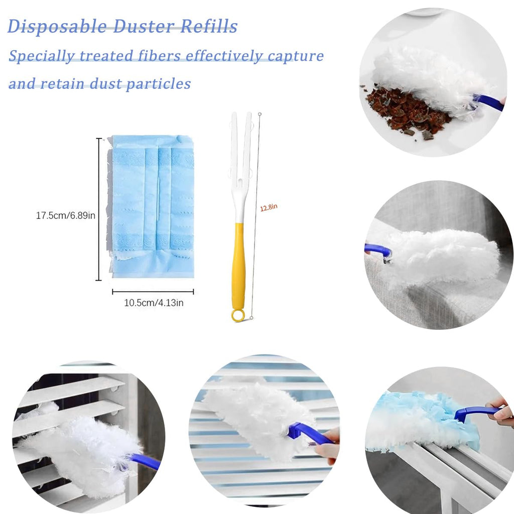 Duster Refills Compatible with Swiffer Duster, Heavy Duty Multi Surface Duster Replacement with 1 Extra Handle for Cleaning Furniture, Blinds, Ceiling Fans and Car (Blue-50 Pack)