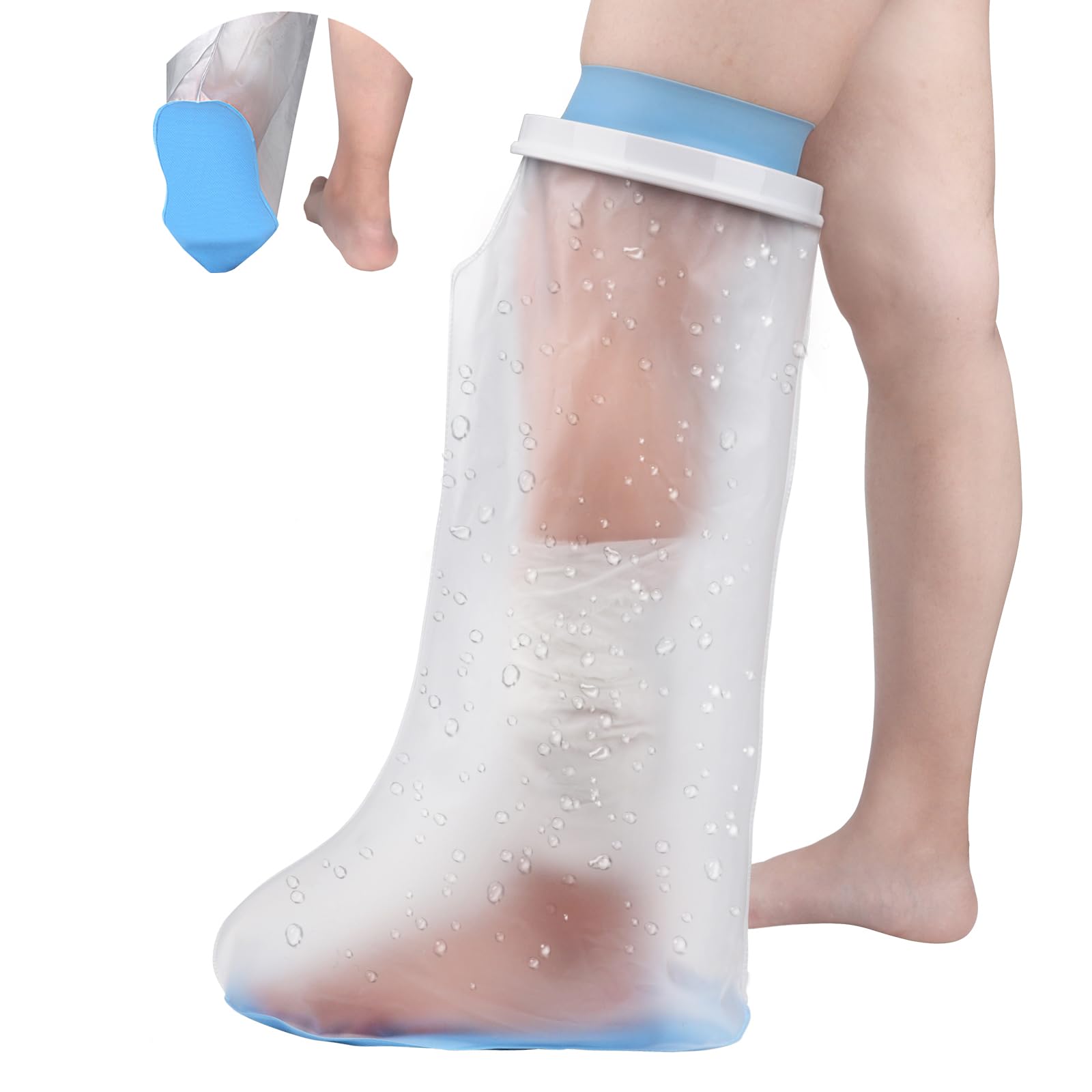DNEOUXI Waterproof Cast Covers for Shower Leg Adult with Non-Slip Bottom, Watertight Leg Cast Protector Cast Bag for Shower Knee Shank Foot Ankle Surgery Dressing Wound, Reusable