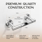 Day Moon™ Toilet Paper Holder Wall Mount, Modern Roll Holder for Bathroom, Stainless Steel Rustproof Double Post Pivoting Tissue Roll Holder for Bathroom, Classic, Brushed Nickel