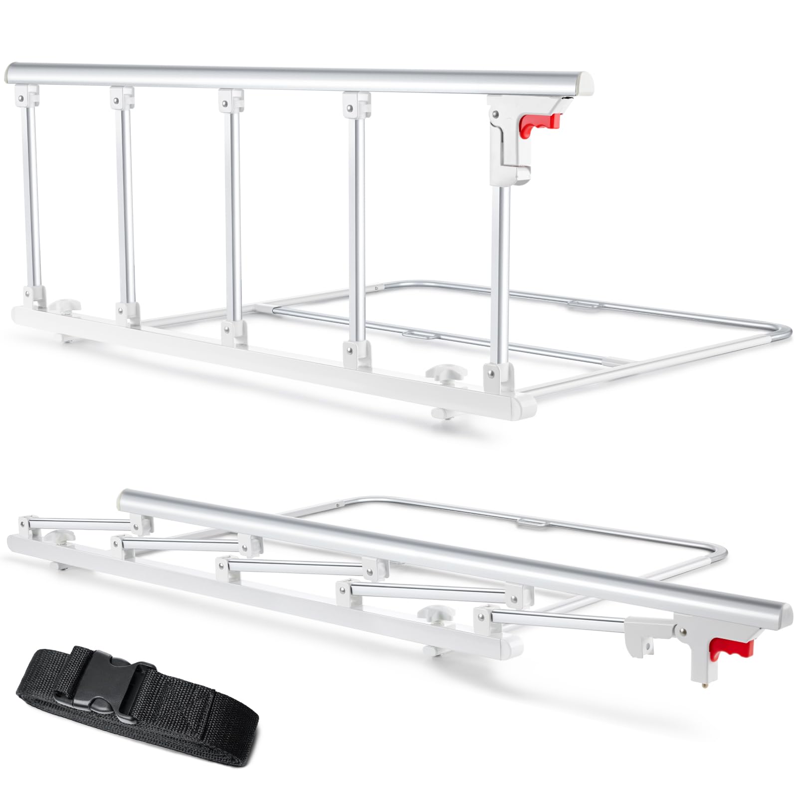 CanFord Bed Rails for Elderly Adults Safety, Folding Bed Assist Rail Handle for Seniors & Surgery Patients, Fall Prevention Safety Hand Guard Fit King, Queen, Full, Twin(Tool-Free Assembly), 48"x17.2"