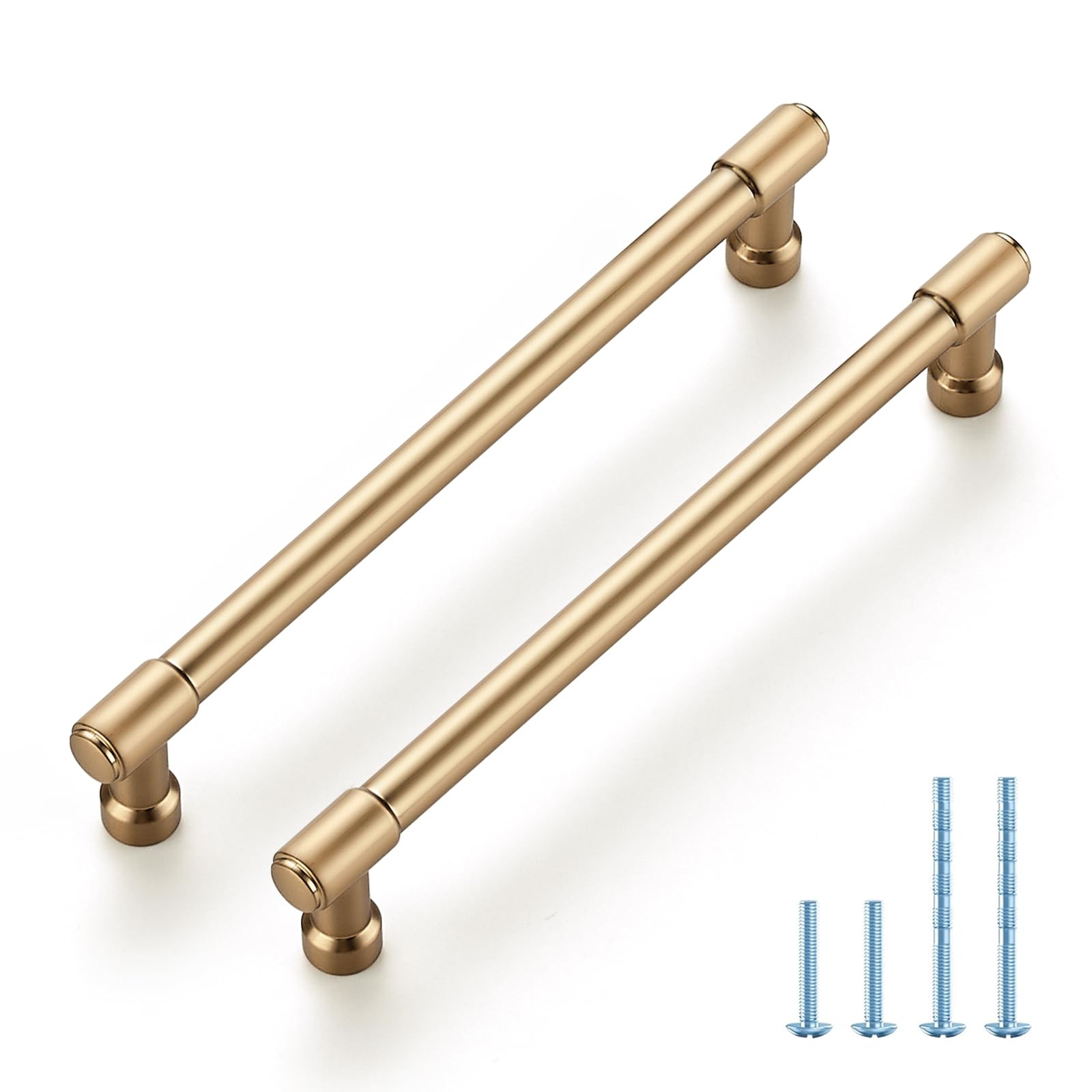 JOY DECOR 5 Pack 6-1/4 Inch Champagne Bronze Cabinet Handles Modern Dresser Drawer Pulls Kitchen Cabinet Hardware for Cupboard Door Handles