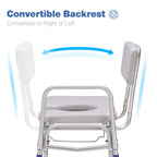 GreenChief Bedside Commode Chair 500 LBS, Padded Transfer Bench for Bathtub with Arms and Backrest, Heavy Duty Tub Shower Chair Adjustable Bath Seat for Inside Shower for Elderly Disabled