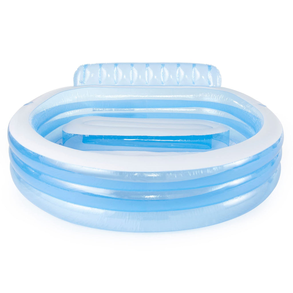 INTEX Swim Center Inflatable Family Lounge Pool: Built-In Bench – Cup Holder – 156 Gallon Capacity – 90" x 86" x 31" – Blue