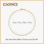 CANNCI 14K Gold Anklets for Women Ankle Bracelets for Women Waterproof Beaded Anklets Charm Jewelry Everyday Wear Sizes 9-11 Inches (10, Inches)