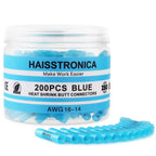 haisstronica 200PCS Heat Shrink Butt Connectors, 16-14 AWG Blue