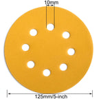 Aiyard 5-Inch 8-Hole Hook and Loop Sanding Discs 600-Grit Random Orbit Sandpaper, 100-Pack