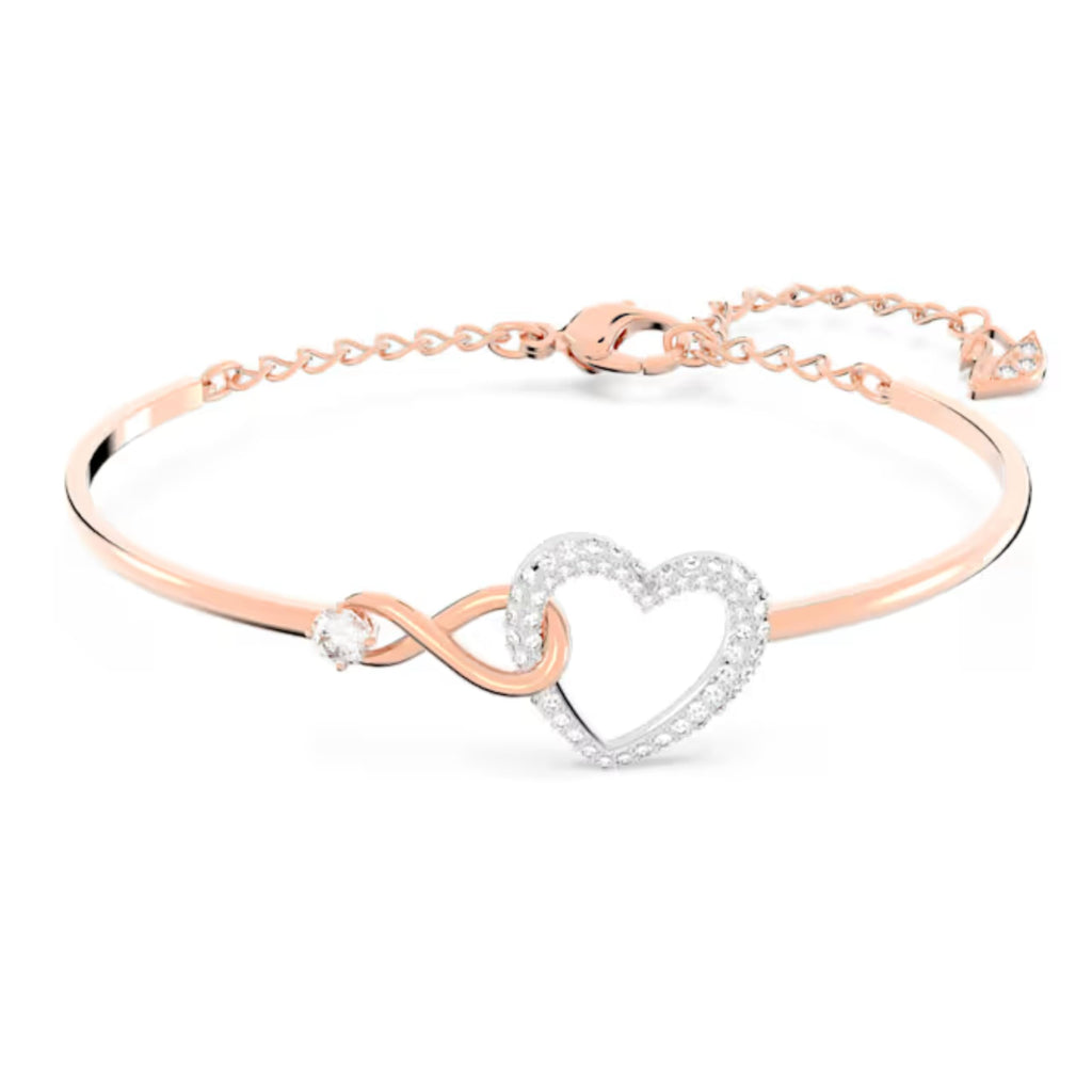Swarovski Hyperbola Women's Bangle Bracelet with a Rose-Gold Tone Plated Bangle, Clear Crystals and Lobster Clasp
