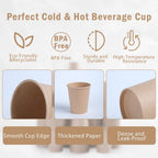 Lamosi 100 Count 12 oz Paper Cups, Disposable Kraft Paper Coffee Cups 12 Ounce for Hot/Cold Beverages, Water, Party, Picnic, Travel, Events