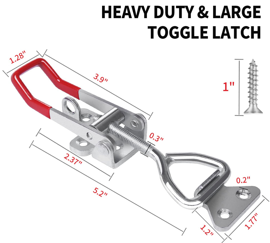 Vicuna R Heavy Duty Toggle Latch Clamp 4003, Large Adjustable Toggle Clamp Latch With Lock Hole, 1320Lbs Holding Capacity Pull Latch for Smoker Lid Jig, Tool Box Case - 2Pack (with 10PCS Screws)