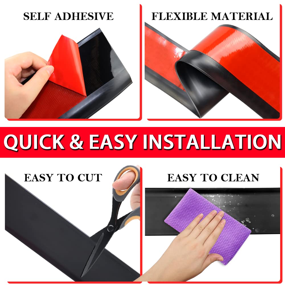 Vinyl Wall Base Baseboard Molding Trim 4" Flexible Self Adhesive Rubber Wall Base Moulding Trim Peel and Stick Design, 4 Inch x 20 Feet, Black