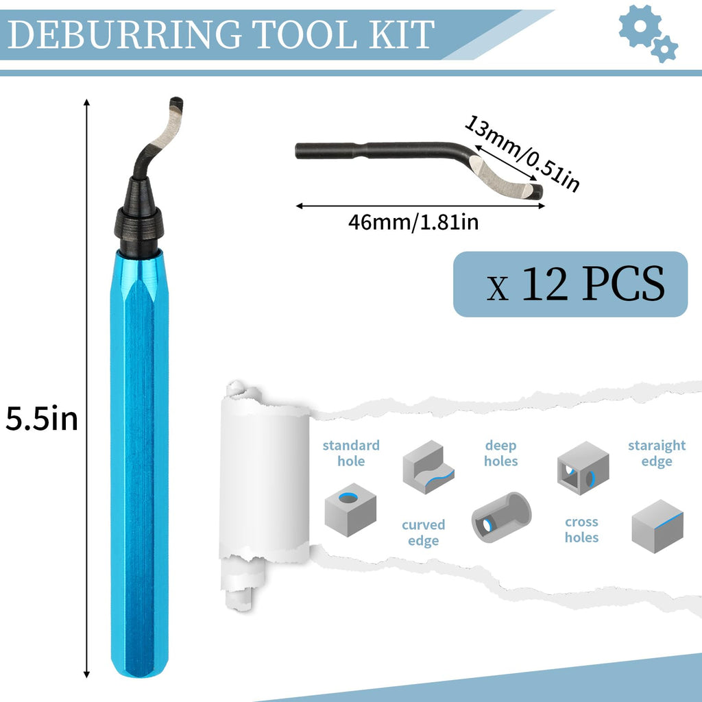 Deburring Tool with 12 HSS Blades for Metal Resin PVC 3D Print
