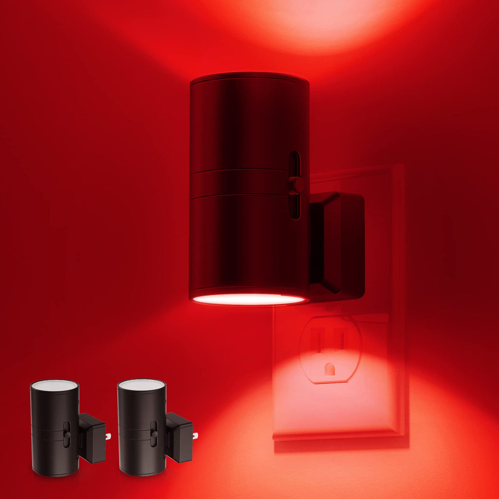 L LOHAS LED Red Night Light, Circadian Night Lights Plug into Wall, LED Nightlights with Light Sensor, Sleep Aid Red, Dimmable Night Light for Nursery Kids Adults, Home Decor, Hallway, Bedroom, 2Pack
