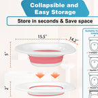 Pochik Sitz Bath for Toilet Seat Hemorrhoids and Postpartum Care, Yoni Steam Seat, Perineal Soaking, Collapsible, Flusher Hose, Drain Holes, Wider Seating Area - Magenta
