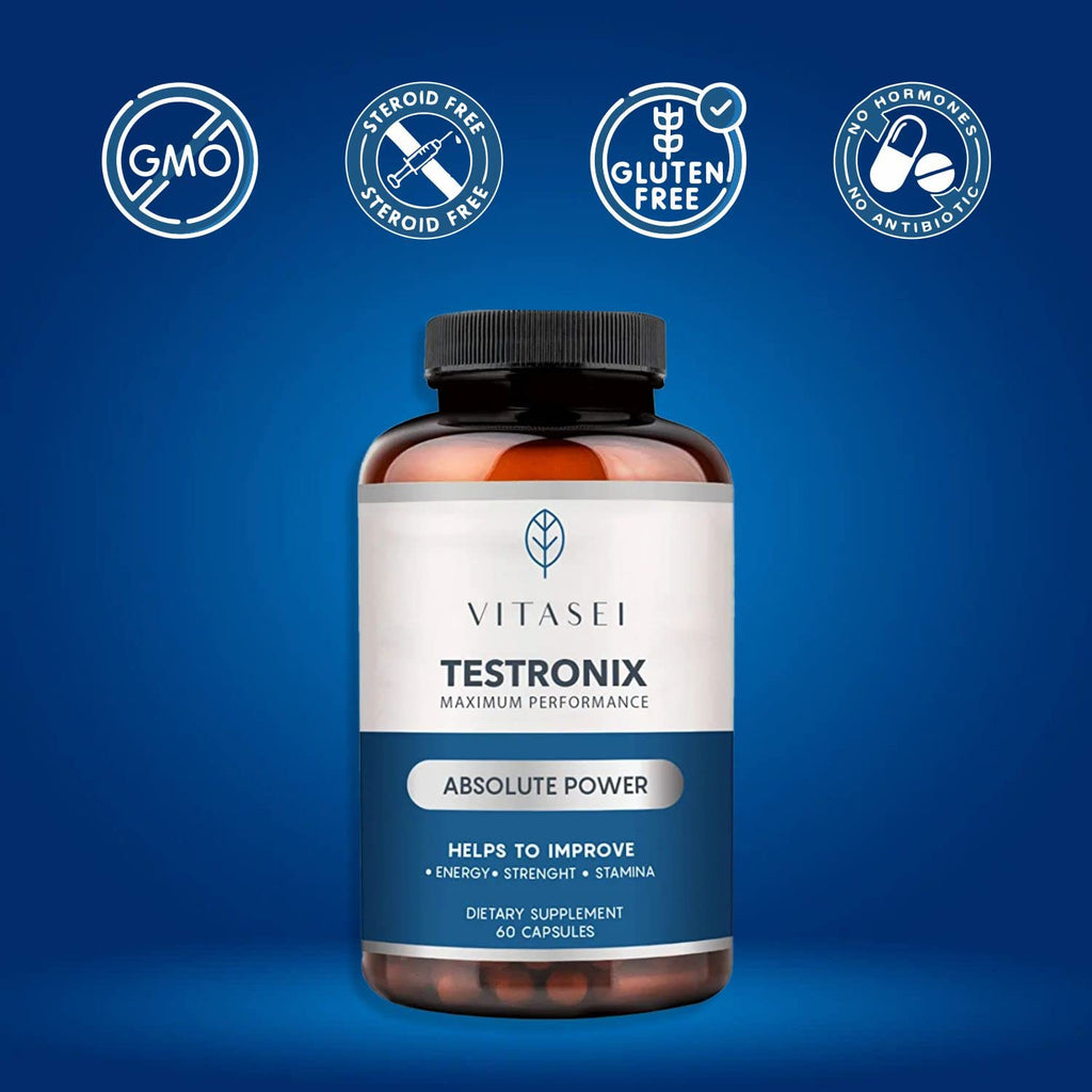 VITASEI Testronix Performance Supplement for Men - Energy and Muscle Supplements for Mens Health - 60 Capsules (Pack of 2)