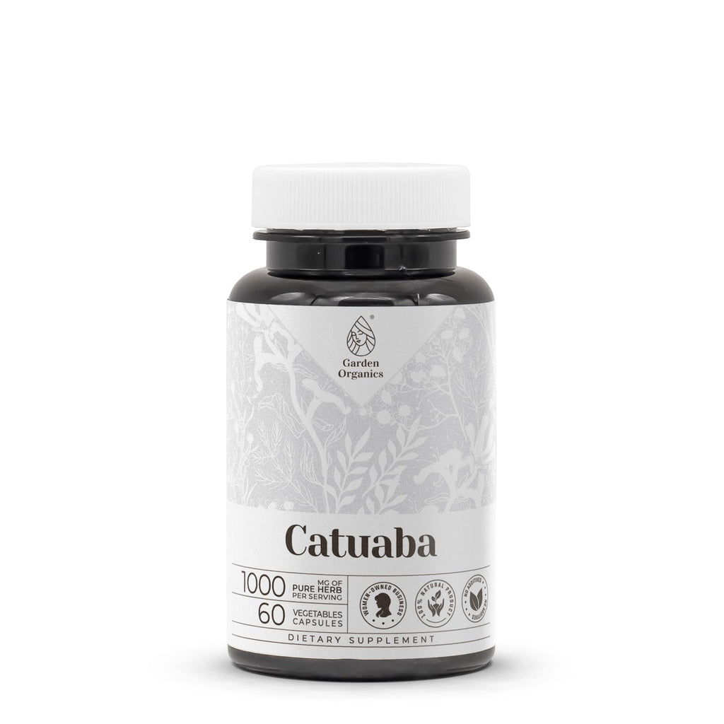 Garden Organics Catuaba 60 Capsules | High-Potency Herbal Dietary Supplements | Made with Vegetable Capsules and Catuaba (Trichilia catigua, Erythroxylum vacciniifolium) Dried Bark (60 Count)