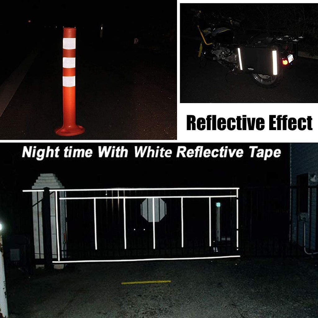 XFXIA Reflective Tape, Waterproof Self Adhesive Dot Reflective Tape Outdoor Safety Caution Reflector for Trailers, Bikes, Cars（Silver, 1 Inch x 65 Feet）