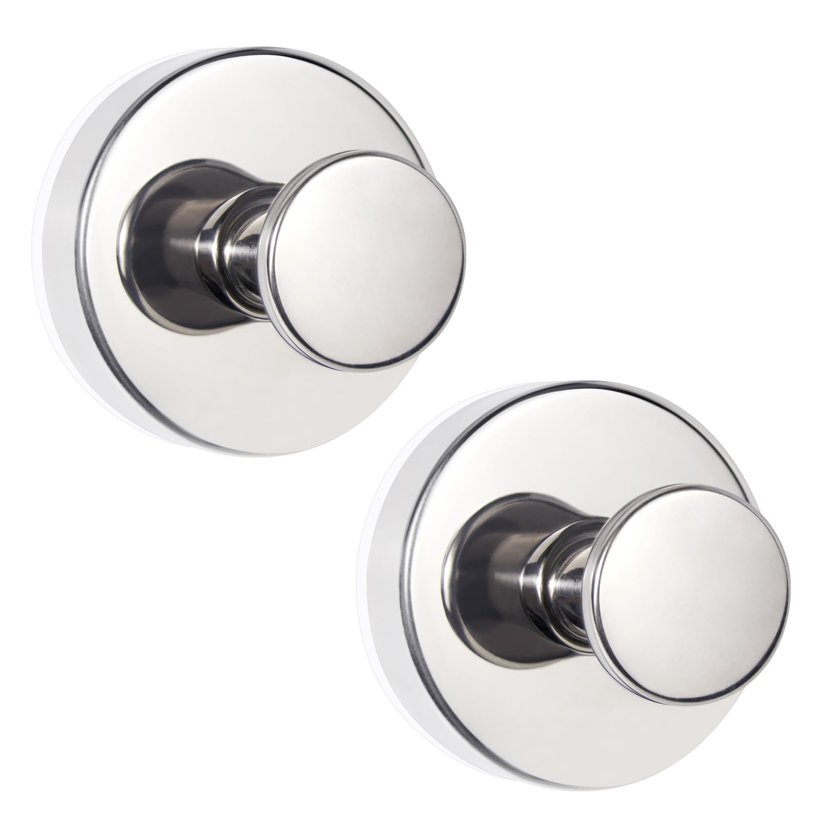 ZESLMG Suction Cup Hooks for Shower, Chrome Wreath Hangers for Front Door Glass Window Bathroom Kitchen Wall, Removable Towel Holder Bath Robe Loofah Coat Hooks No Damage for Hanging, 2 Pack