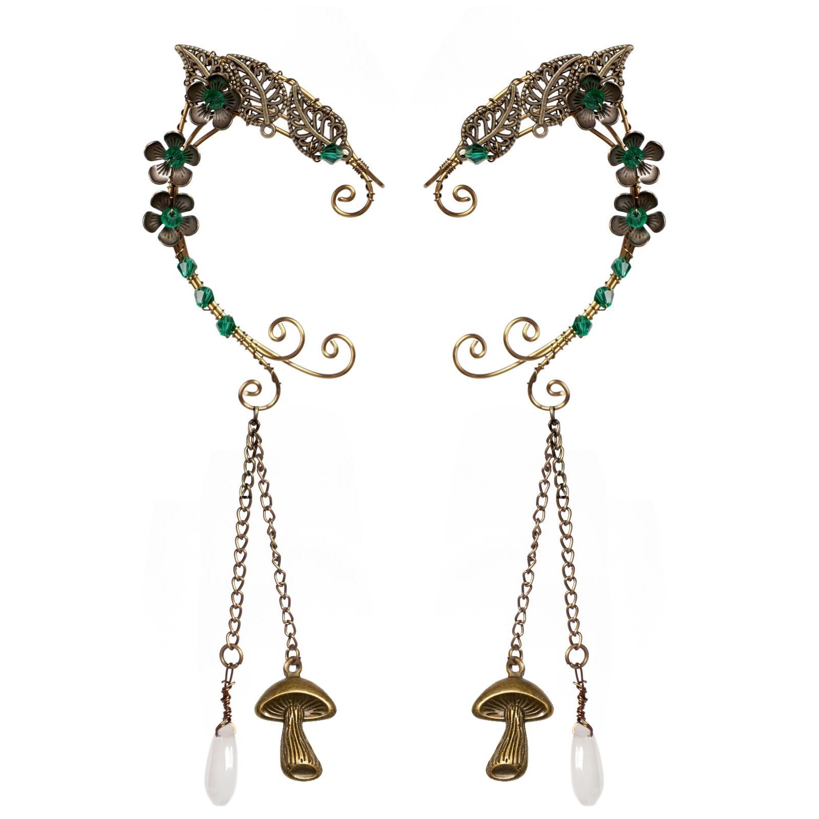 OwMell Fairy Elf Ear Cuffs, Handcraft Ear Clips Wrap Earrings, Non-Pierced