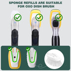 Sponge Brush Refills for OXO Dish Brush, 8 Pack Soap Dispensing Dish Refills, Scrub Replacement Head for Scrubber, Sponge Replacement Head Fits Soap Dispensing Handle