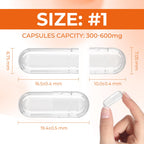 Angtai JN Capsules Size 1 Empty Gelatin Pill Gel Caps Pure Bovine Clear (1,000 Count) Gluten Free, Non-GMO, Halal Certified Filling Kit with 2 Spoons for DIY Your Own Supplements
