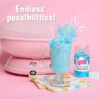 Cotton Candy Express Floss Sugar Variety Pack with 5 - 11oz Plastic Jars of Lime, Watermelon, Pina Colada, Blue Raspberry, Pink Vanilla Flossing Sugars Plus 50 Paper Cotton Candy Cones