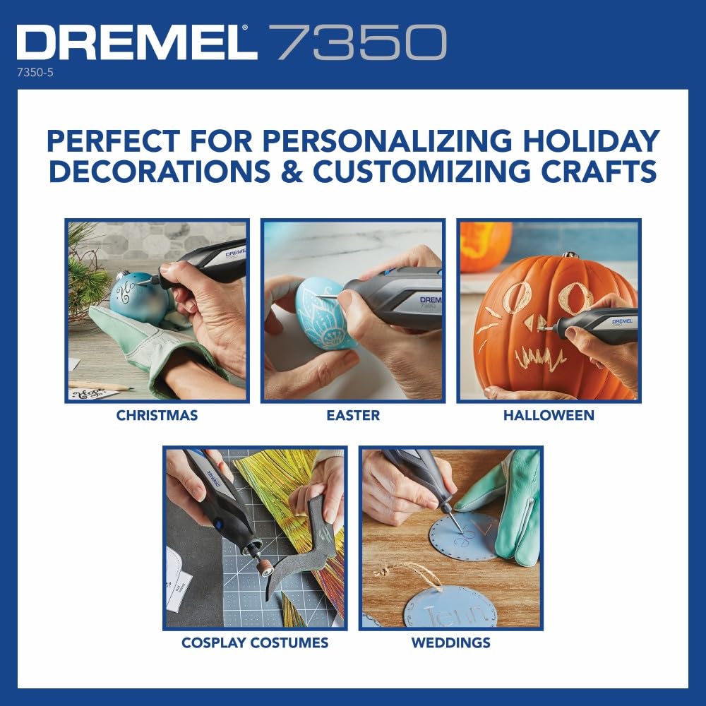 Dremel 7350 4V Cordless Rotary Tool Kit with 5 Accessories and USB-C Rechargeable Battery - Single Speed for Carving, Engraving, Sanding and Cleaning