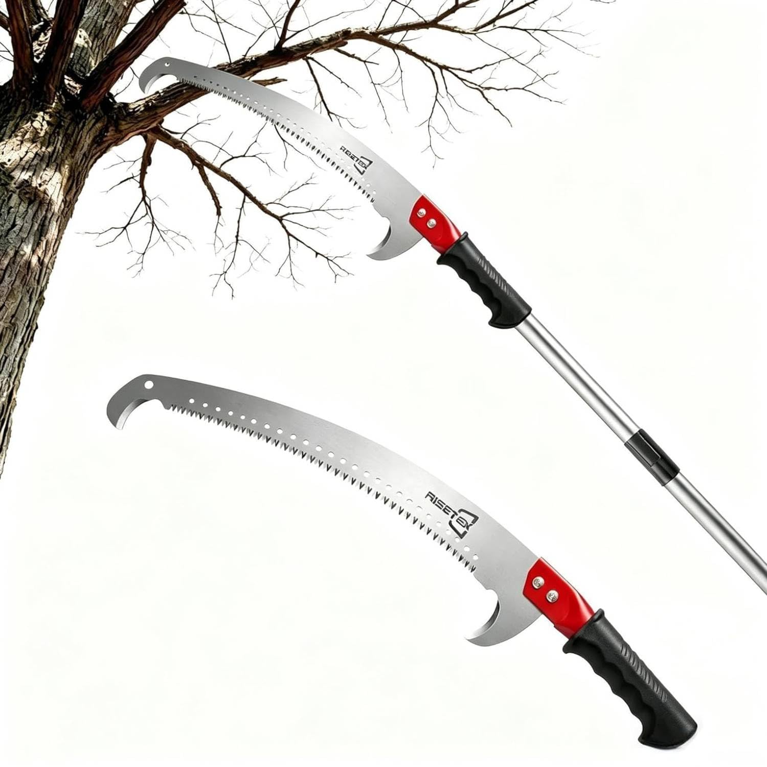 RISETEX Pole Saws for Tree Trimming 11.8 FT, Manual Pruning Saw