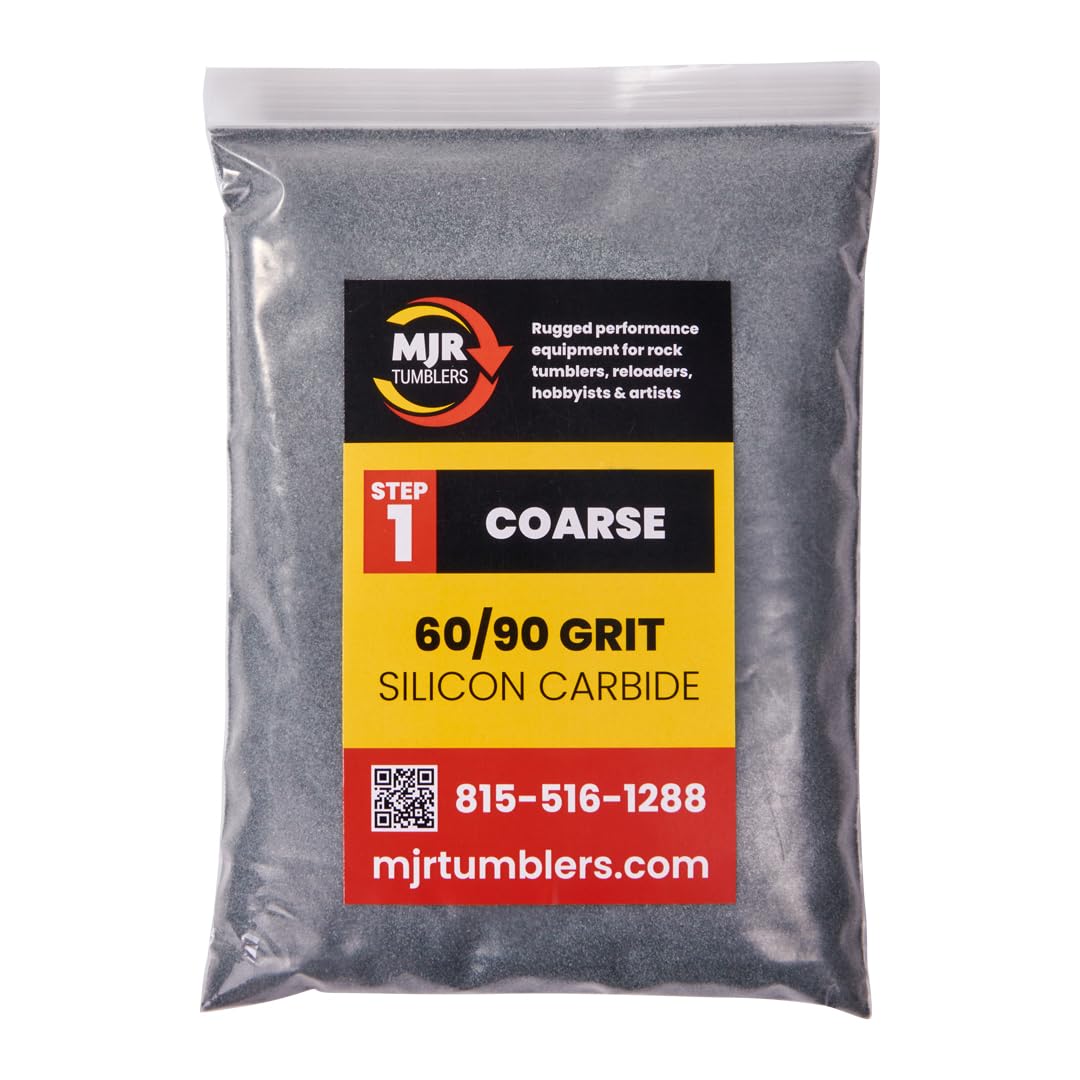 MJR Tumblers 60/90 Grit Silicon Carbide Rock Tumbler Grit, Extra Coarse Stage 1 Rock Polishing Grit, 4 lb Stone Polishing Compound for Rotary & Vibratory Tumblers, Lapidary Supply