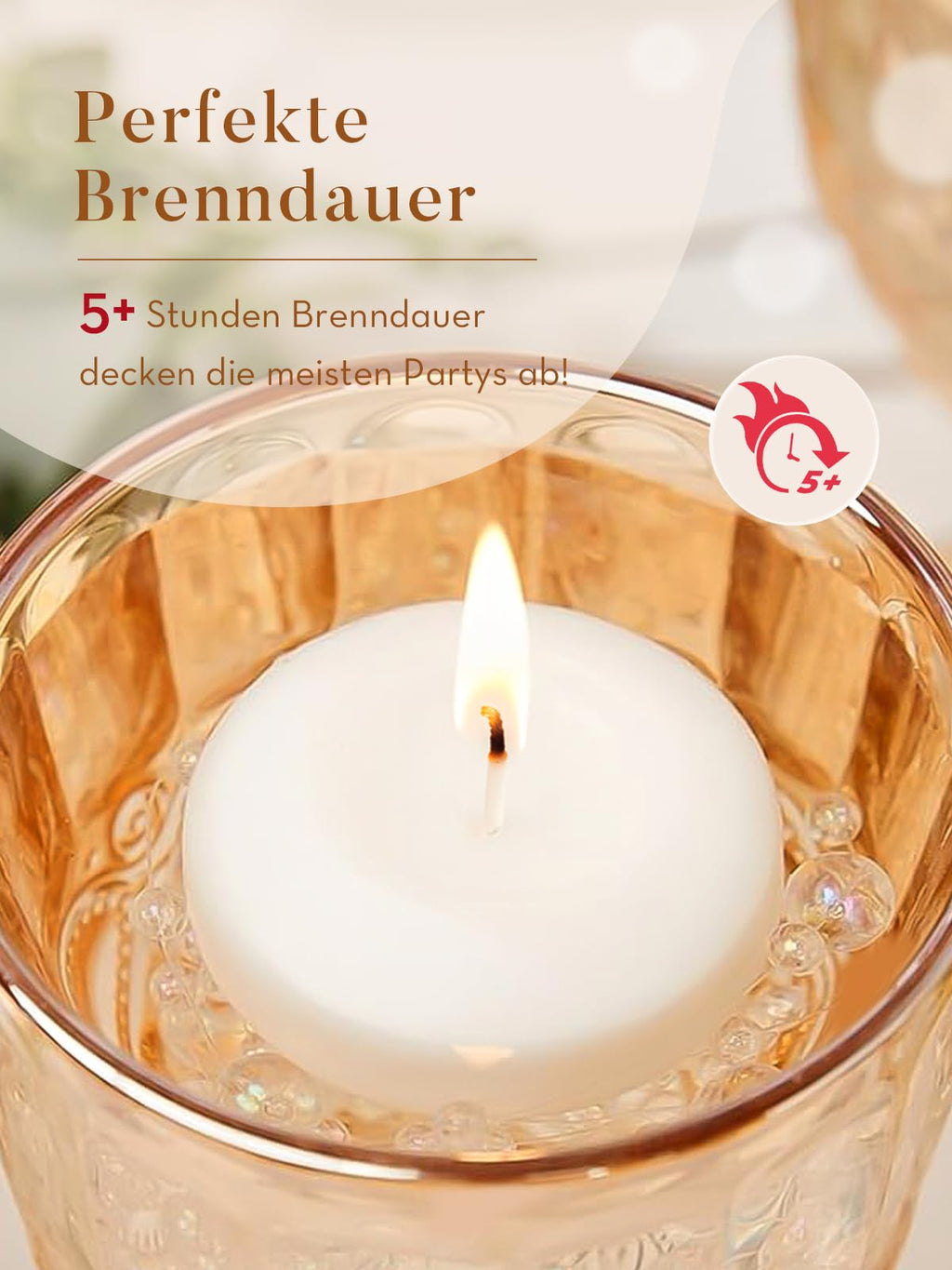 Ashlux 2 inch White Floating Candles, 5-6 Hours Burns 24 Pack Candles Set