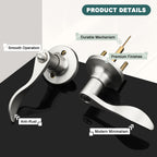 GOBEKOR 5 Pack Brushed Nickel Door Handle Interior Door Levers Privacy for Bedroom Bathroom Door Lock Keyless Wave Lever Door Handles