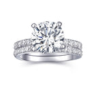 Engagement Rings For Women Wedding Rings Fake Engagement Ring Set Travel 18K White Gold Plated Promise Rings For Her 3 Carat 3CT Round Cubic Zirconia CZ Bridal Ring Sets Cheap Band 2pcs, Size 7.5