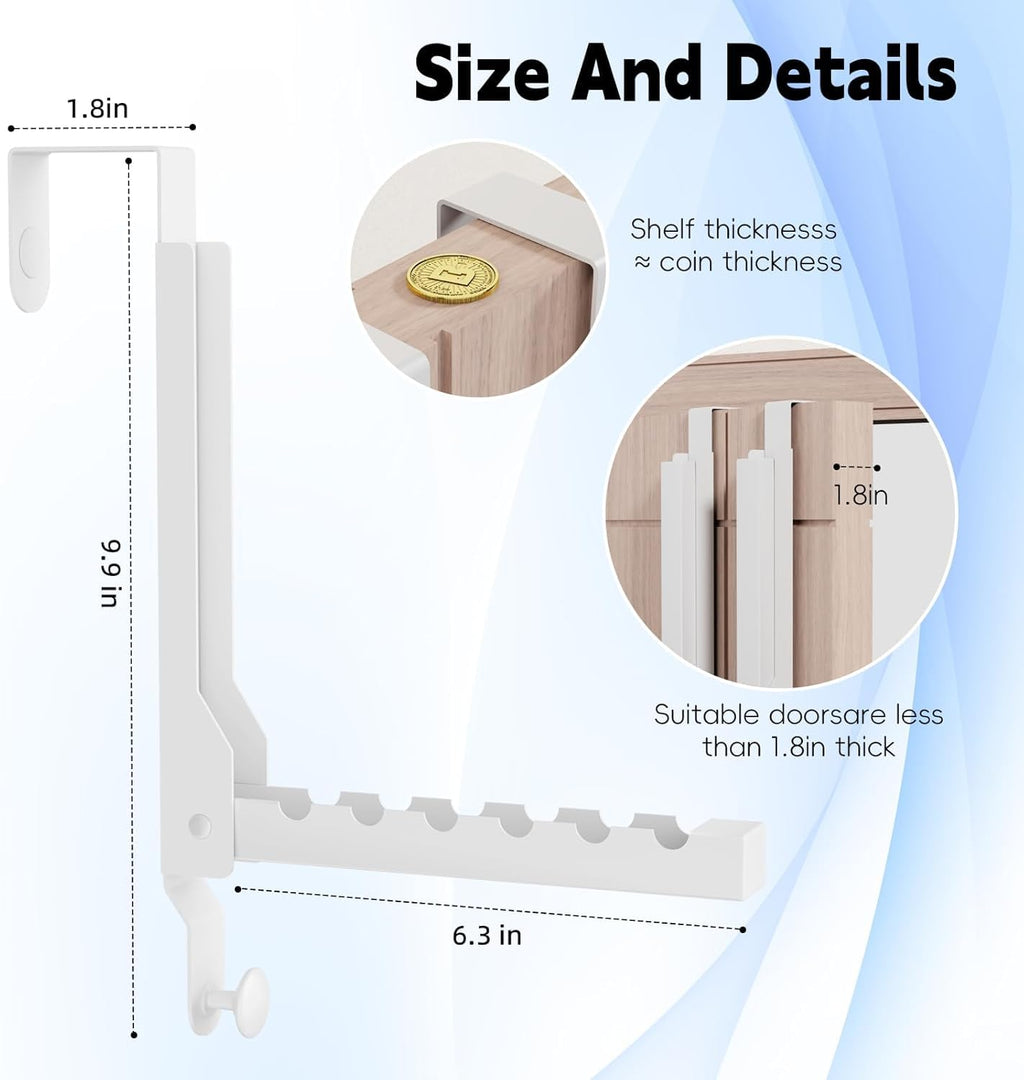 2 Pack Heavy Duty Over the Door Hanger, Compact Foldable Over Door Hook, Portable Compact Over Door Drying Rack for Laundry, Metal Over the Door Clothes Hanger, Rustproof & Waterproof (White)