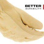 Mechanix Wear Leather Cow Driver - Breathable Leather Driver Gloves for Hand Safety - Elastic Cuff - Comfortable Fit - Water Resistant - Tan - Women's Medium