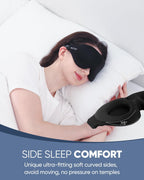 MZOO Luxury Sleep Eye Mask for Side Sleeper Men Women, Zero Eye Pressure 3D Sleeping Mask, Light Blocking Patented Design Night Blindfold, Soft Eye Shade Cover for Travel, Black