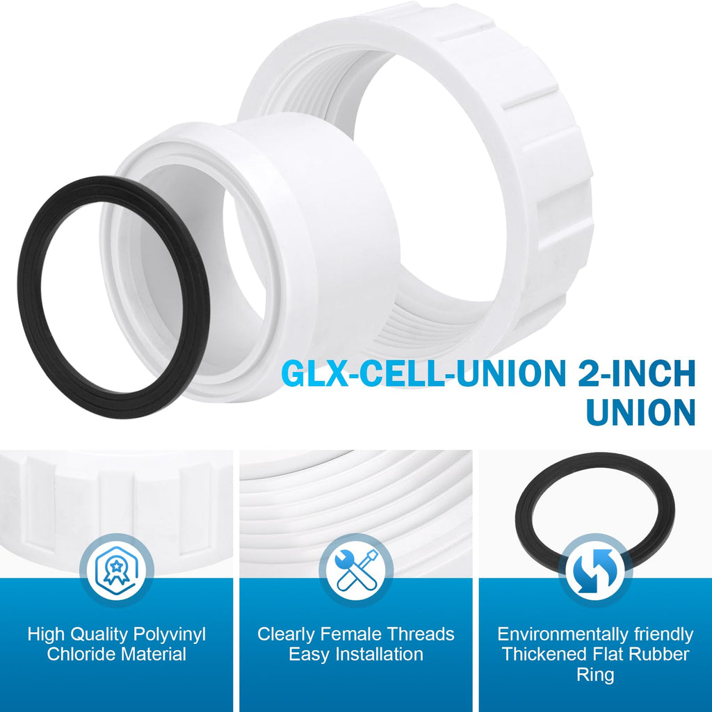Salt Cell 2" Union Connector Kit Replacement for Hayward Salt Chlorine Generator, GLX-Cell-Union for Hayward AquaRite turbo cell T-3 T-15 Union, for Hayward Salt Cell Coupling Pool and Spa Pump Part