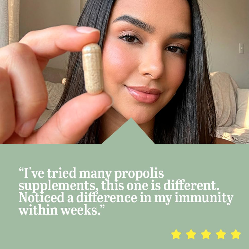 Beelife Green Propolis Capsules- 100% Brazilian Green Propolis - Immune Support & Antioxidant Booster- Certified ISO 22000, Kosher -Bee Propolis supplements capsules- Propolis Extract (60 Days Supply)