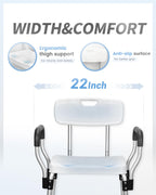 Sangohe Shower Chair, Heavy Duty Shower Seat with Back, Arms, Adjustable Height, Ideal for Bathtub, Handicap, Elderly, 796C