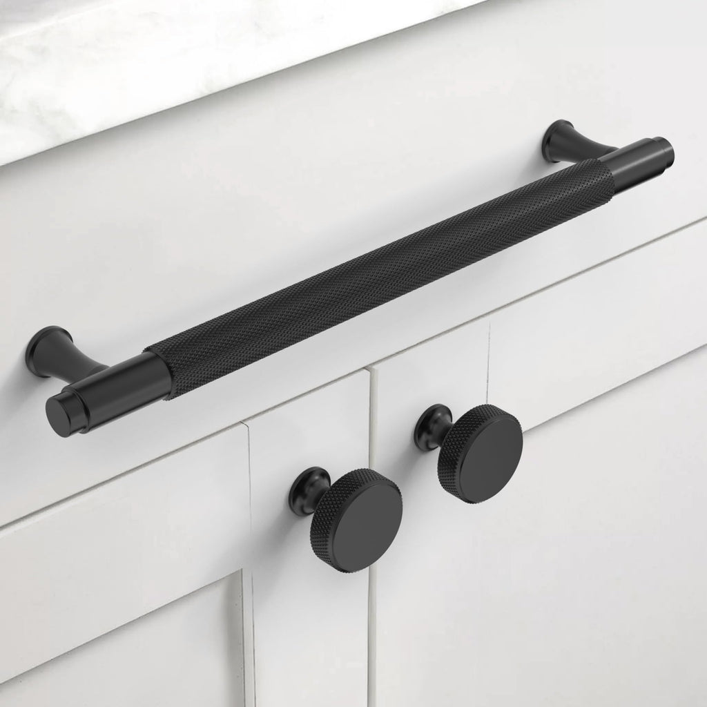 Coinkoly 10 Pack 7-1/2"(192mm) Matte Black Cabinet Pulls Knurled Kitchen Cabinet Handles Drawer Pulls Cupboard Hardware for Cabinets