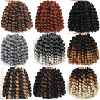 100 Strands Short Jamaican Bounce Crochet Hair 5 Packs Ringlet Wand Curl Crochet Hair 8 Inch Brown Ombre Bouncy Curly Crochet Brands Hair Extensions Crochet Braiding Hair