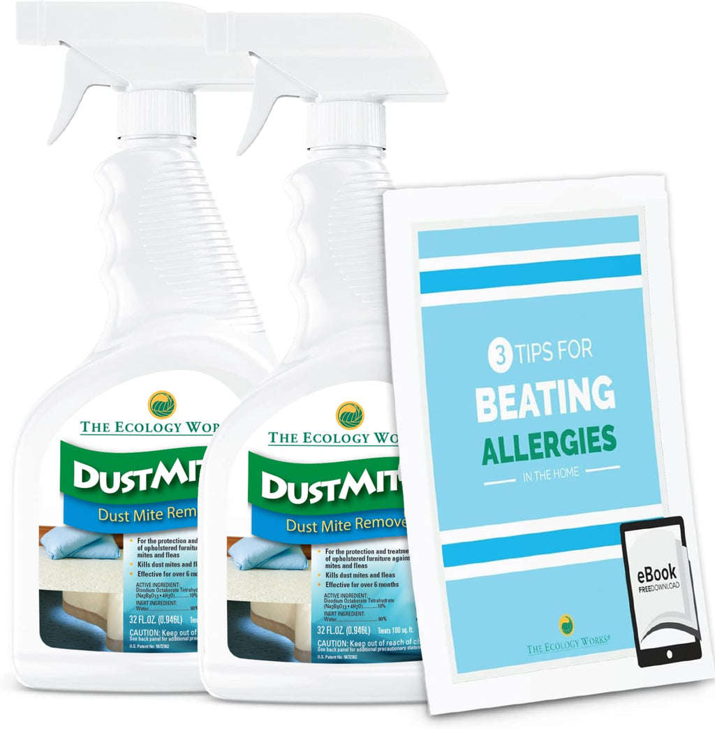 DustmiteX Dust Mite Spray - Dust Mites Remover + Flea Killer for Allergy & Asthma Relief for Cleaning in Home, Bed, Pet Bedding, & Furniture, Anti Allergen Dust Mites Killer