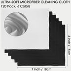 120 Pack Microfiber Cleaning Cloths for Glasses Cloth Eyeglass Cleaning Wipes 7" x 6" Lens Cleaning Cloth for Screens, Cameras, Eyeglasses, Cell Phone, LCD TV Screens, 2 Colors