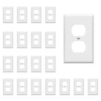 ENERLITES Duplex Wall Plates Kit, Electrical Outlet Covers, Standard Size 1-Gang 4.50" x 2.76", Unbreakable Polycarbonate Thermoplastic, Electric Receptacle Plug Covers, 8821-W-20PCS, White (20 Pack)