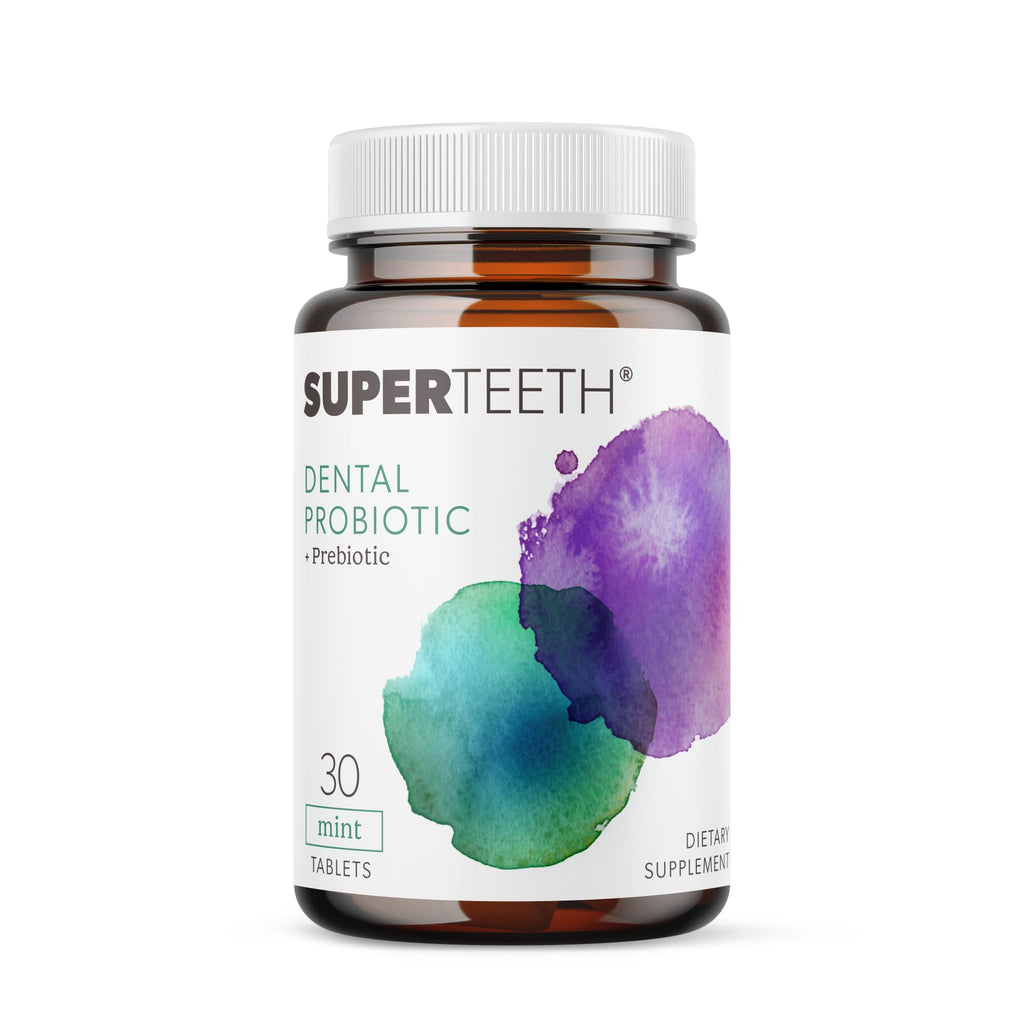 SuperTeeth Oral Probiotics for Mouth Bad Breath & Cavities, Oral Defense Dental Probiotic to Support Healthy Teeth & Gums, Lactobacillus Reuteri Chewable for Kids & Adults, 30 Mint Tablets
