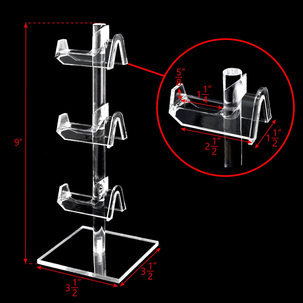 MOOCA 2 Pcs Set Premium Acrylic 3 Tier Eyeglasses Frame Riser Display Stand, Sunglasses Rack, Sunglasses Rack Holder, Acrylic Eyewear Display, Glasses Holder Stand, 3 Frames for Each Holder